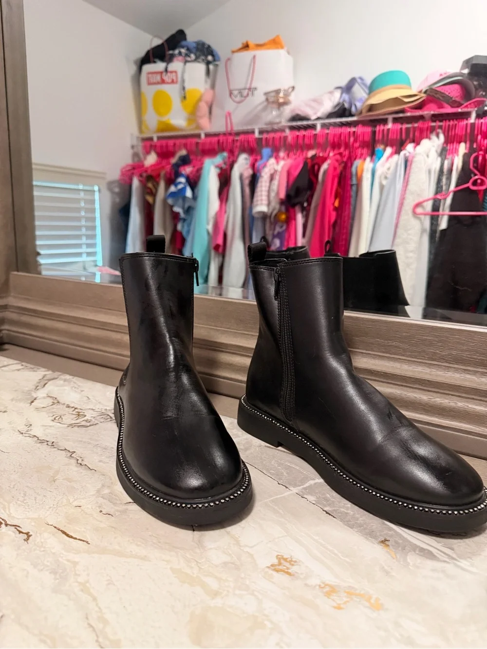 Zara Black Leather Chukka Boots with Studded Sole